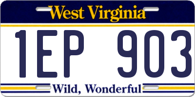 WV license plate 1EP903