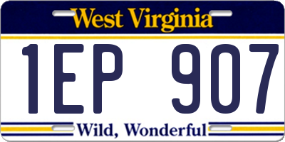 WV license plate 1EP907