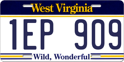 WV license plate 1EP909