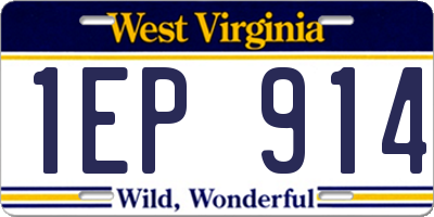 WV license plate 1EP914