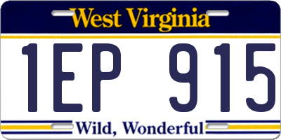WV license plate 1EP915