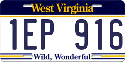 WV license plate 1EP916