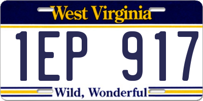 WV license plate 1EP917