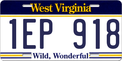 WV license plate 1EP918