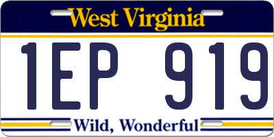 WV license plate 1EP919