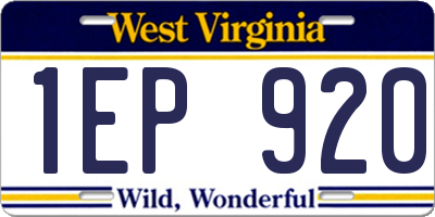 WV license plate 1EP920
