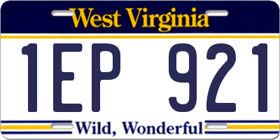 WV license plate 1EP921