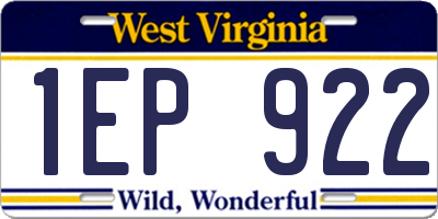 WV license plate 1EP922