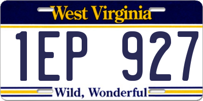 WV license plate 1EP927
