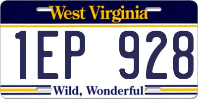 WV license plate 1EP928