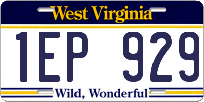 WV license plate 1EP929