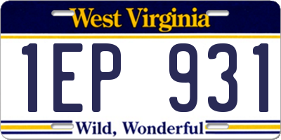 WV license plate 1EP931