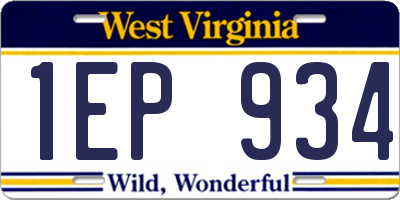 WV license plate 1EP934