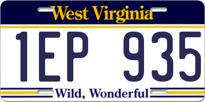 WV license plate 1EP935
