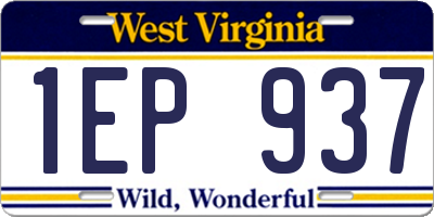 WV license plate 1EP937