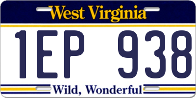 WV license plate 1EP938