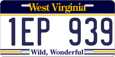 WV license plate 1EP939