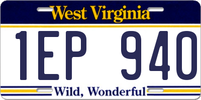 WV license plate 1EP940