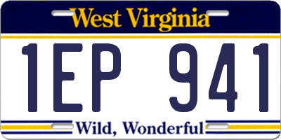 WV license plate 1EP941