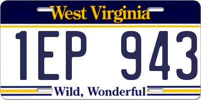 WV license plate 1EP943