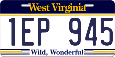 WV license plate 1EP945