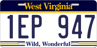 WV license plate 1EP947
