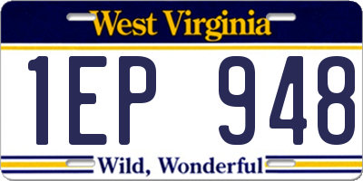 WV license plate 1EP948