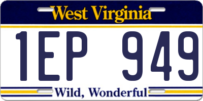 WV license plate 1EP949