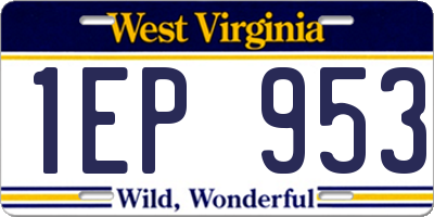 WV license plate 1EP953