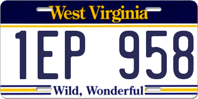WV license plate 1EP958