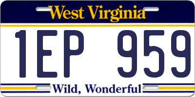 WV license plate 1EP959