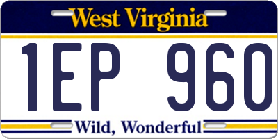 WV license plate 1EP960