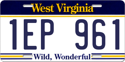 WV license plate 1EP961