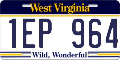 WV license plate 1EP964