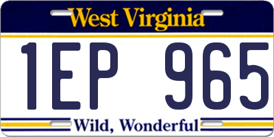 WV license plate 1EP965