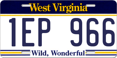 WV license plate 1EP966