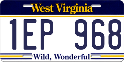WV license plate 1EP968
