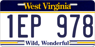 WV license plate 1EP978