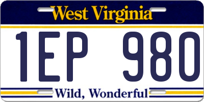 WV license plate 1EP980