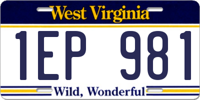 WV license plate 1EP981