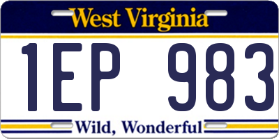 WV license plate 1EP983