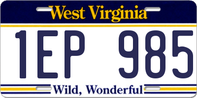 WV license plate 1EP985