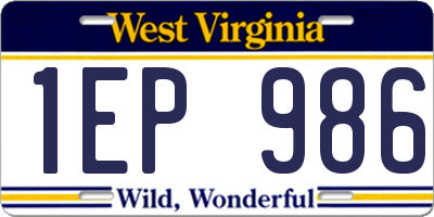 WV license plate 1EP986
