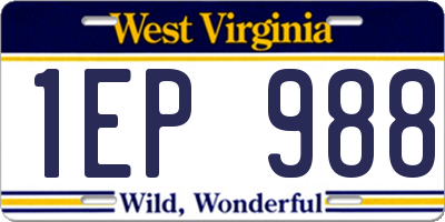 WV license plate 1EP988