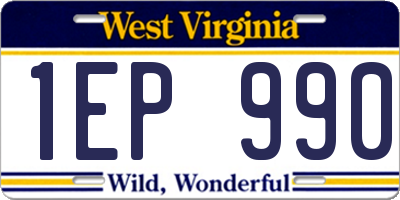 WV license plate 1EP990