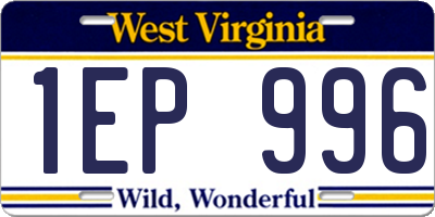 WV license plate 1EP996