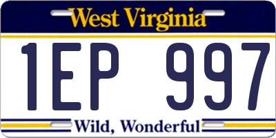 WV license plate 1EP997