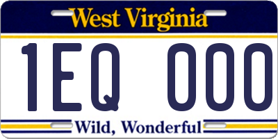 WV license plate 1EQ000