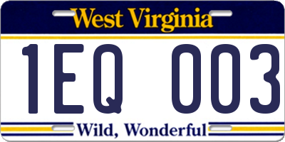 WV license plate 1EQ003