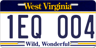 WV license plate 1EQ004